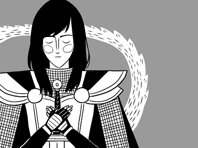Knight's grave adventure bw fantasy illustration knight manga studio