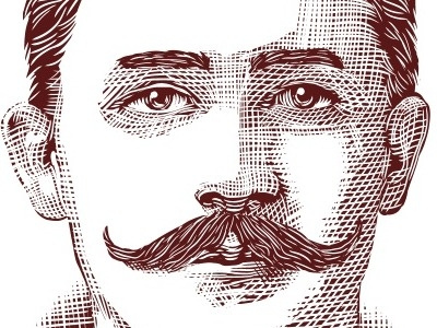 mo man engraving illustration moustache sepia