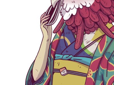 Birb adventure fantasy illustration japan kimono manga studio parrot rosella