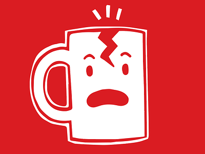 Fragile mug cartoon illustration label red warning