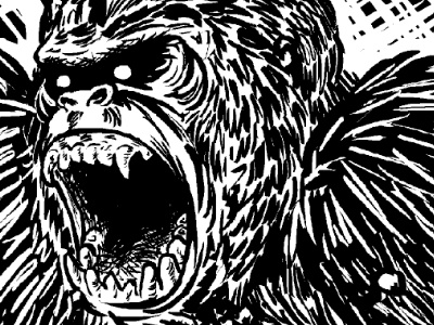 Orbits cover album animals black and white cintiq gorilla illustration violence