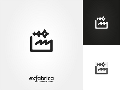 ExFabrica Logo brand factory icon lined logo stars vector