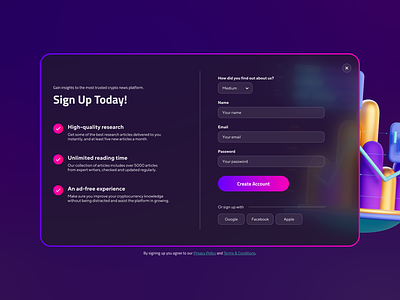 WIP | Crypto Blog Signup Popup bitcoin blog crypto design ethereum glass nft popup signup wallet
