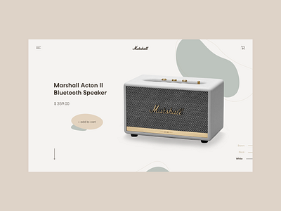 Marshall Landing Page adobe xd landing landing page marshall minimalism music photoshop speaker ui ux webdesign website