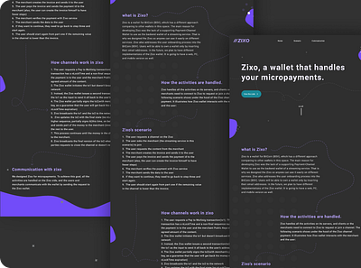 Zixo's landing page blockchain dark landing ui