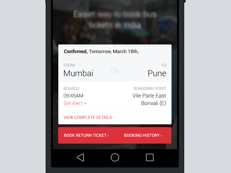 Ticket view booking travel ticket india interface interaction android