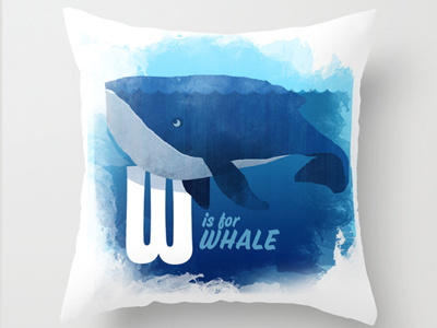 Whale Cushion animals blue cushion home illustration wares whale