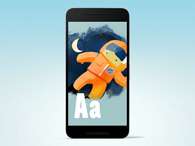 A is for Astronaut (1) alphabet app illustration interface kids minimal ui watercolour