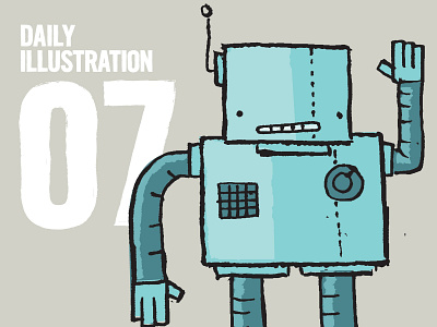 Daily Illustration 07 - Rise of the machines blue brush brush pen colour copic daily challenge drawn font grey habit hand hand drawn happy illustration illustrator ink ironlak robot typography vector