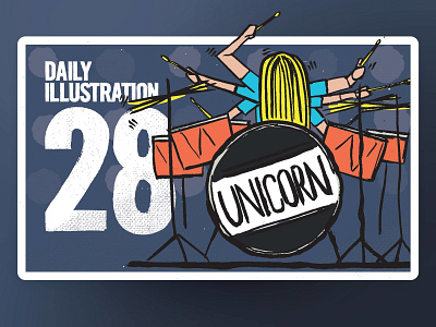 Daily Illustration 28 - Before Maiden, there was UNICORN! artdaily artwork band brushpen creative dailychallenge designfeed designspiration digitalpainting dribbble habit hair handdrawn happy illustration illustrator ink metal process rock n roll