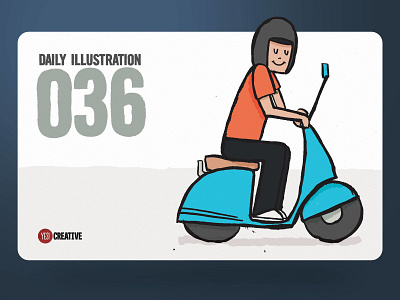 Daily Illustration 36 - Scootin artdaily artwork brushpen creative dailychallenge designfeed designspiration digitalpainting dribbble habit handdrawn happy illustration illustrator ink process scooter vespa