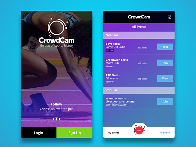 CrowdCam app camera events snap sports uiux