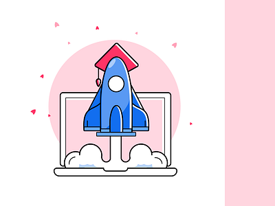 Launch your career after graduated colour graduate graduation icon illustration launch rocket speed