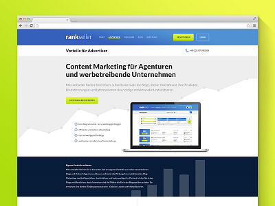 rankseller.de Redesign - Advertiser Subpage homepage interface redesign website