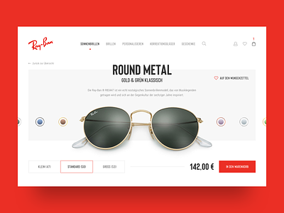 Ray-Ban Product Page glasses online shop product product page ray ban redesign shop sunglasses ui ux webdesign