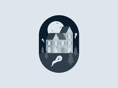 Haunted house - Prompt 51 dribbbleweeklywarmup flat ghost halloween haunted haunted house house illustration illustration illustrator night illustration prompt 51 scarily spooky vector vector illustration warmup