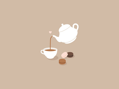 Tea time cute cute art flat illustration illustrator macaron one a day tableware tea tea time teapot vector vector illustration