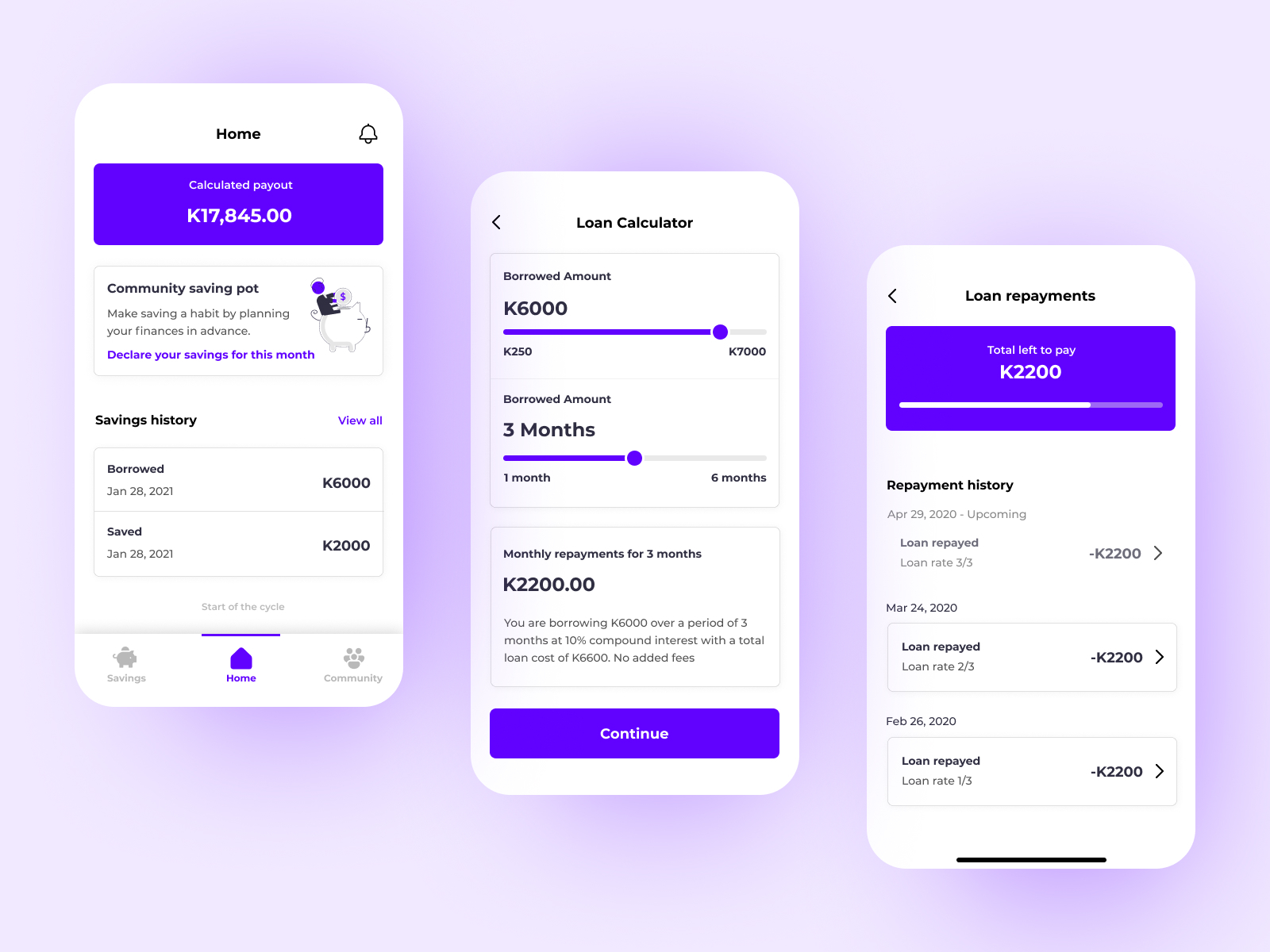 Village community banking app by Stella Mwanahamuntu on Dribbble