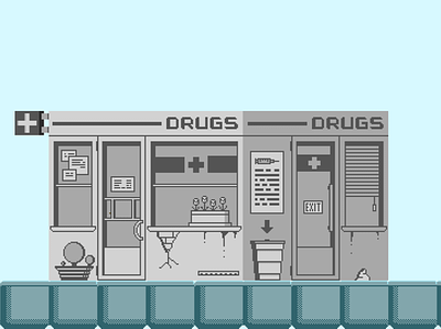 Homie The Game - Pharmacy (grey) aseprite building gamedesign gamedev indiedev pixelart pixelartist pixels