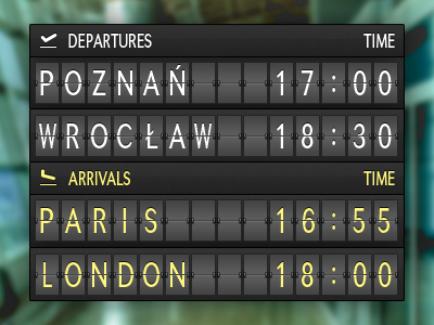 Departure/Arrival board airplane arrival board deprature ui