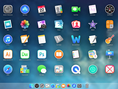 iOSX7 App Icons apple flat icon ios7 mac mavericks minimal osx syrah theme tweak ui