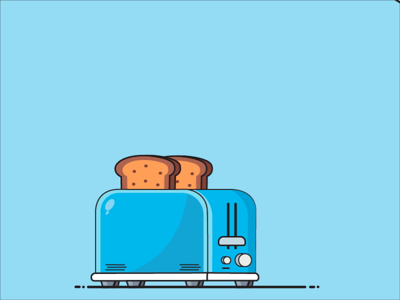 Bread Toaster 2danimation 3d animation aftereffects animation design flat icon illustration illustrator logo minimal motion design motiongraphics vector website