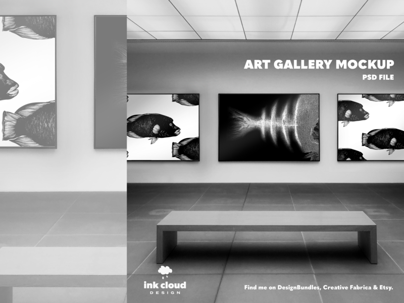 Download Free Art Gallery Mockup Designs Themes Templates And Downloadable Graphic Elements On Dribbble PSD Mockups.