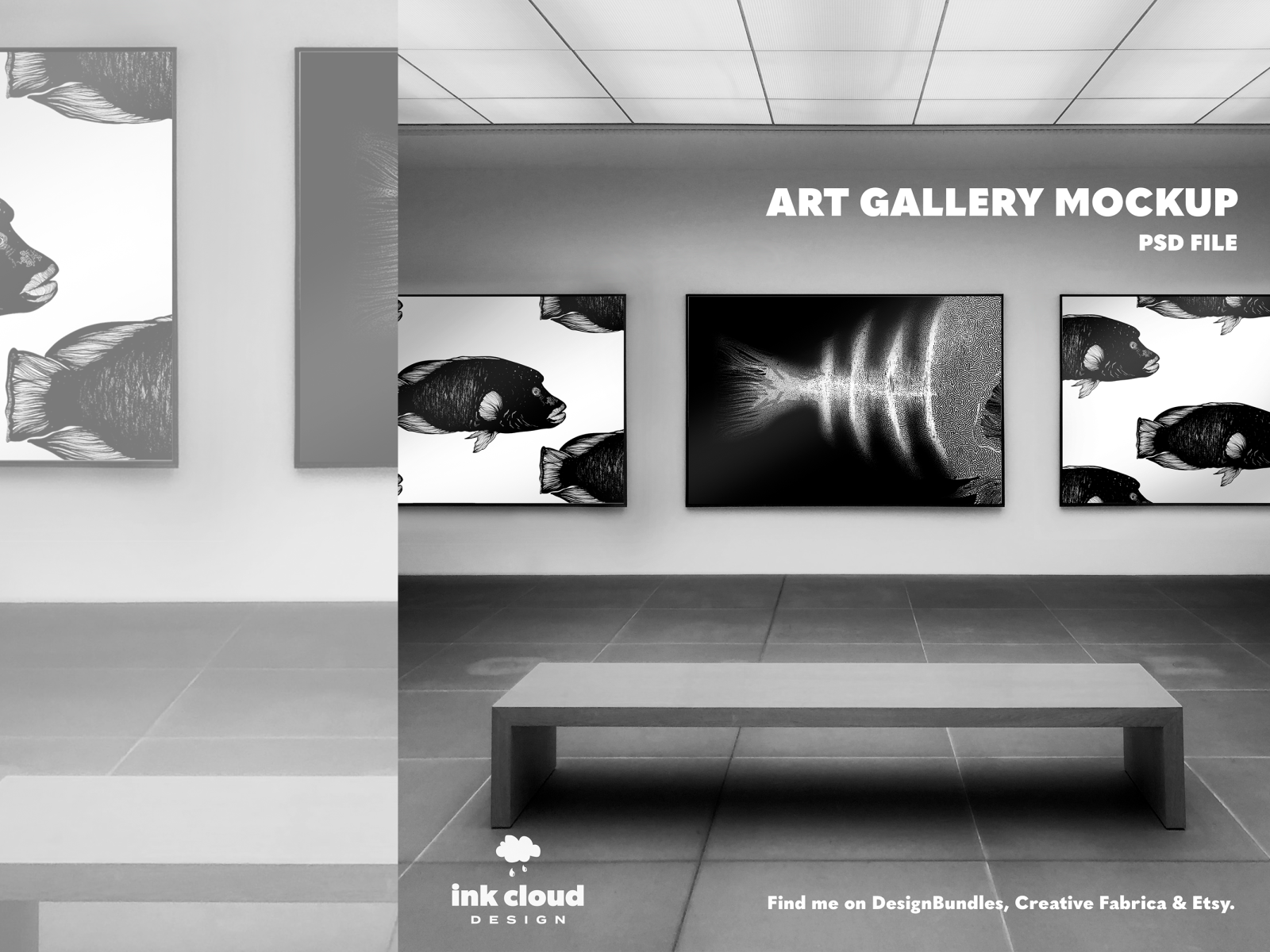 Download 3 Horizontal Artwork /Poster Art Gallery PSD Mockup Template by Camilia Sa on Dribbble