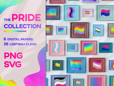 The Pride Collection - Digital Papers & Flags adobe illustrator asexual digital papers flag design flag logo gay pride gay rights icon design icon set lesbian svg lgbt lgbtq lgbtqia pride 2019 pride 2020 pride flag pride month svg icons transgender transparent background