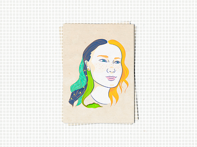 Custom Portrait artist branding colors design drawing hair style illustration illustrator ink drawing logo portrait poster vector