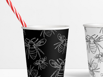 Bee Illustration Cup Design animal artwork bee hive bee logo black and white cup design design graphicdesign illustration insect art minimalist mockup design