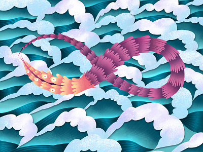 Snake / Chinese Zodiac character drawing hand drawn illustration infinity ocean sea sign snake waves zodiac