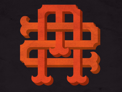 Giants/Mets inspired initials orange typography