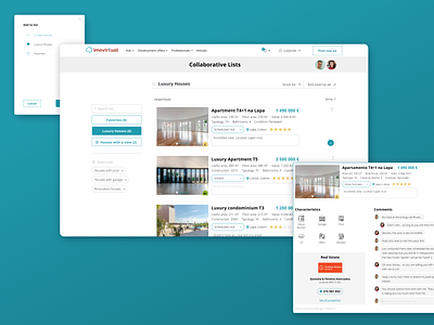 Imovirtual - Collaborative lists apartments card collab collapsed comments feature figma houses link list process real estate share site ui ux ux ui webdesign