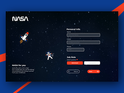 NASA form - Daily UI #001 001 astronaut daily ui dailychallenge dailyui form nasa space ui webdesign