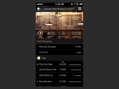 Brewery Page app design iphone