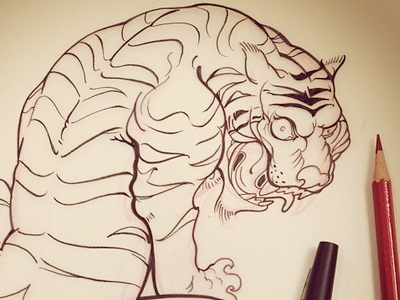 Hay Tony illustration ink pen pencil sketch tiger