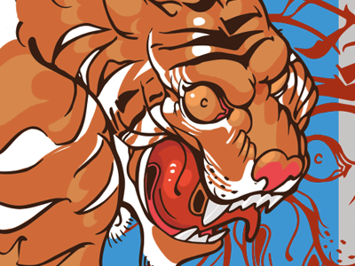 Tiger WIP beast color illustration ink pen photoshop tiger vicious wip