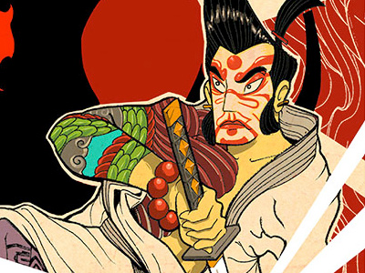 Wataw and art illustration ink jack pen samurai