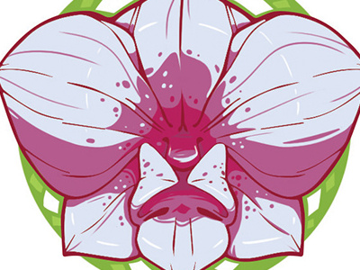 Orchid WIP color flower illustration ink pen photoshop wip
