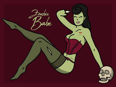 Zombie Babe Pin-up illustration pin up pinup pinup illustration zombie