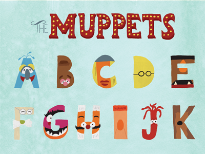 Completed Muppet Alphabet design hand done type hand lettering illustration lettering textures typography