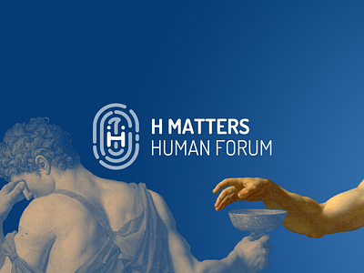 Hmatters Logo blue conference fingerprint forum human humanities linkus logo monotwo