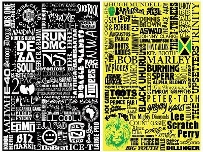 Hip Hop & Roots Reggae Typography hip hop illustrator music reggae typography