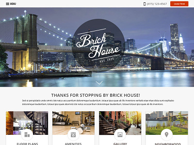 Brick House Apartments infinite scroll lifestyle modern parallax photoshop real estate