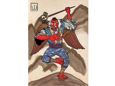 Tengu color folklore guardian japanese monster oriental tengu yokai