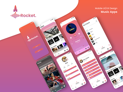 Rocket. music app app branding clean design icon illustration ios logo logodesign mobile music app rockets type ui ui design ux uxdesign vector web website