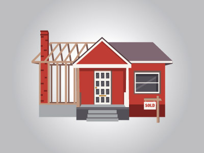 Turning Point Real Estate Solutions element flat frame home house icon illustration red shadow
