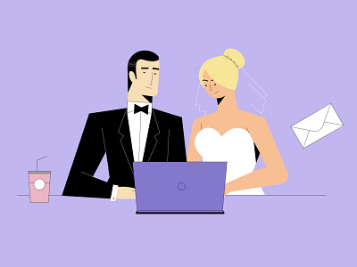 wedding invitation design flat icon illustration minimal vector web