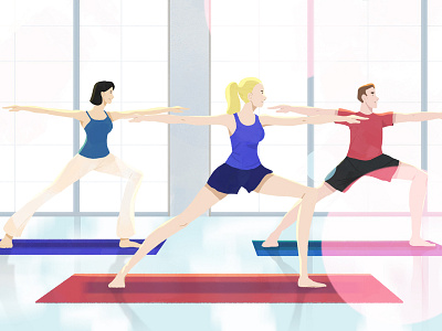 Yoga Day healthy illustration people sunny day yoga